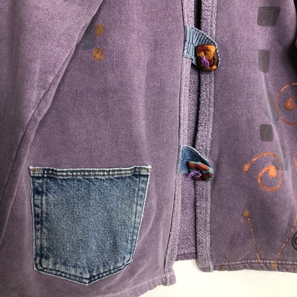 BOHEMIAN custom purple embellished button down sweatshirt - Picture 8 of 15